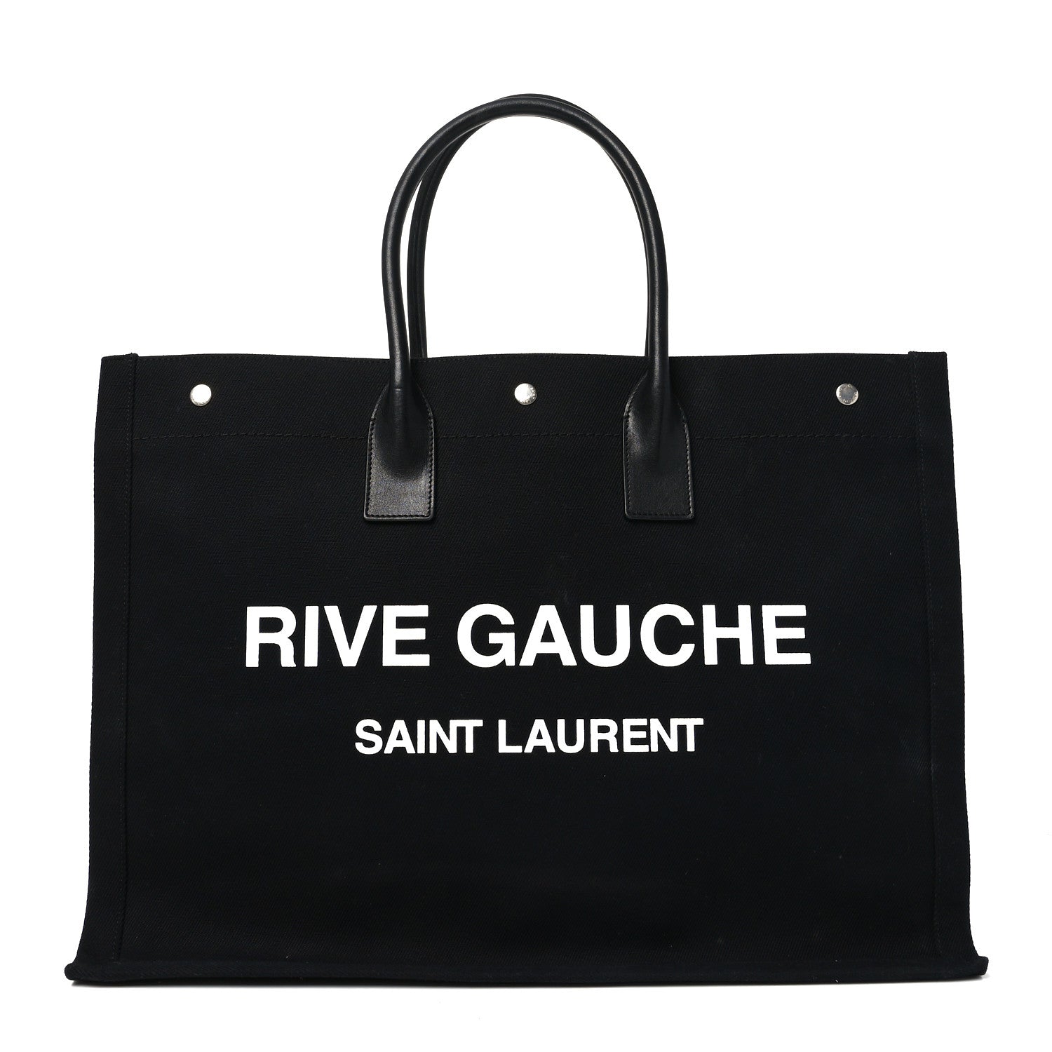 Saint Laurent Linen Calfskin Rive Gauche Tote Black 1 of 10