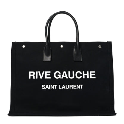 Saint Laurent Linen Calfskin Rive Gauche Tote Black 1 of 10