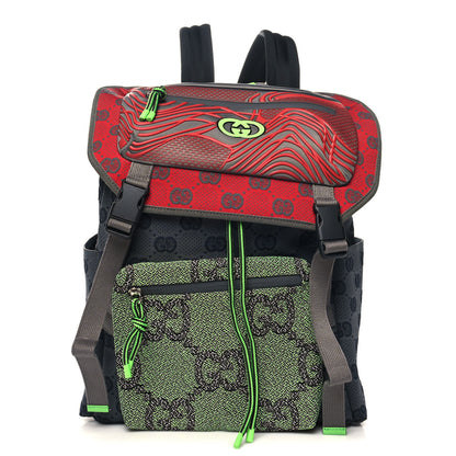 Gucci Jersey GG Monogram All Over Pan Sport Double Buckle Backpack Grey Green Multicolor 1 of 10
