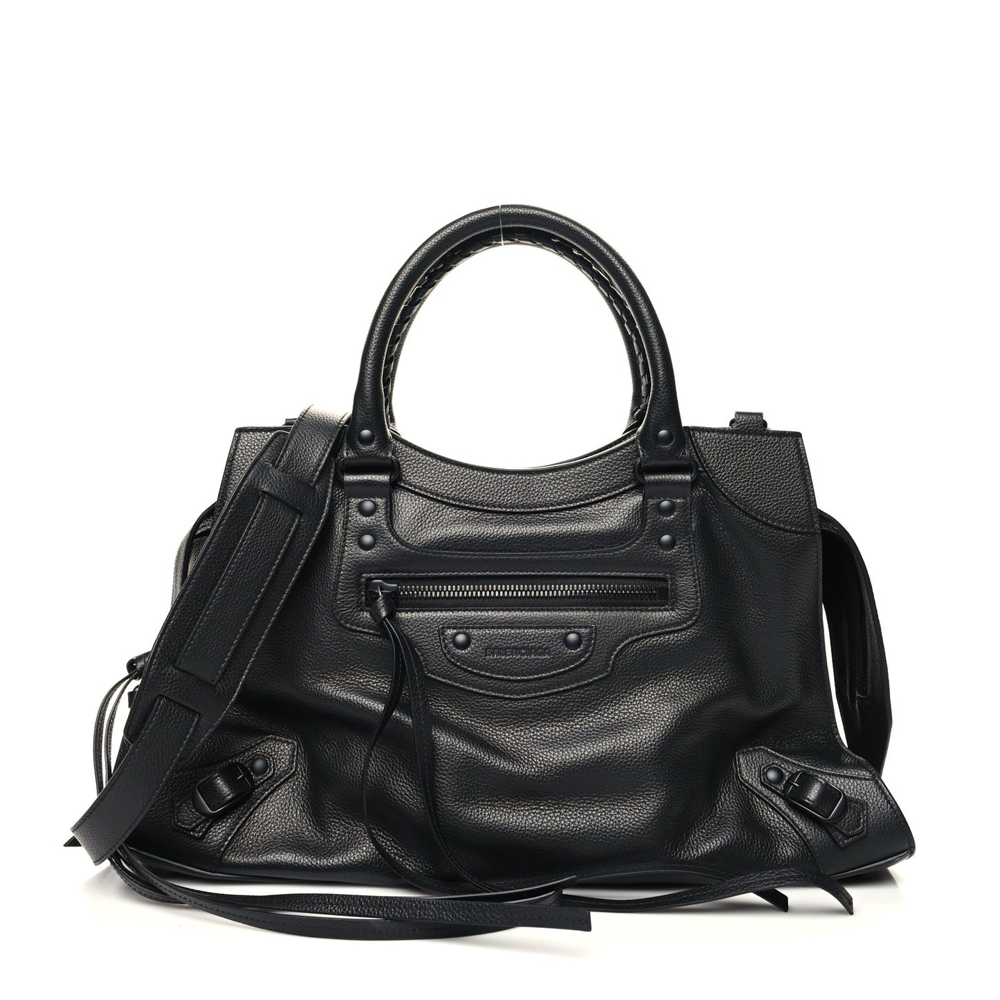 Grained Calfskin Neo Classic Black Hardware Medium City Black