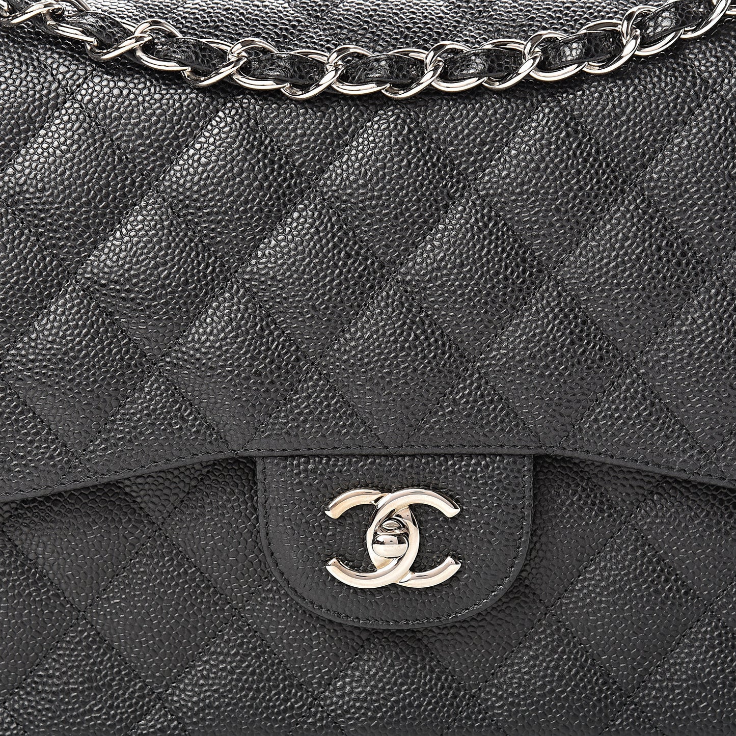 Caviar Quilted Jumbo Double Flap Black