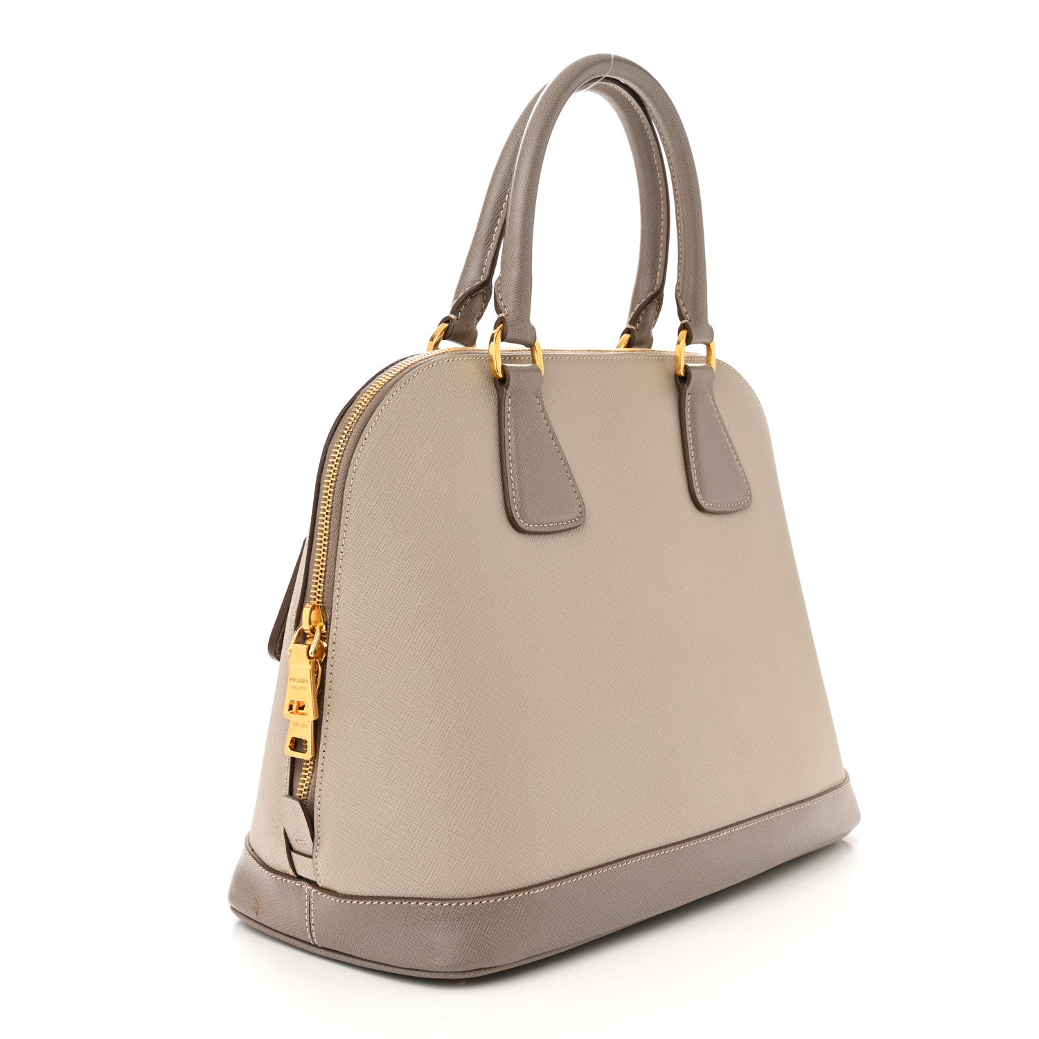 Prada Saffiano Lux Bi-Color Promenade Dome Tote Pomice Argilla 3 of 14