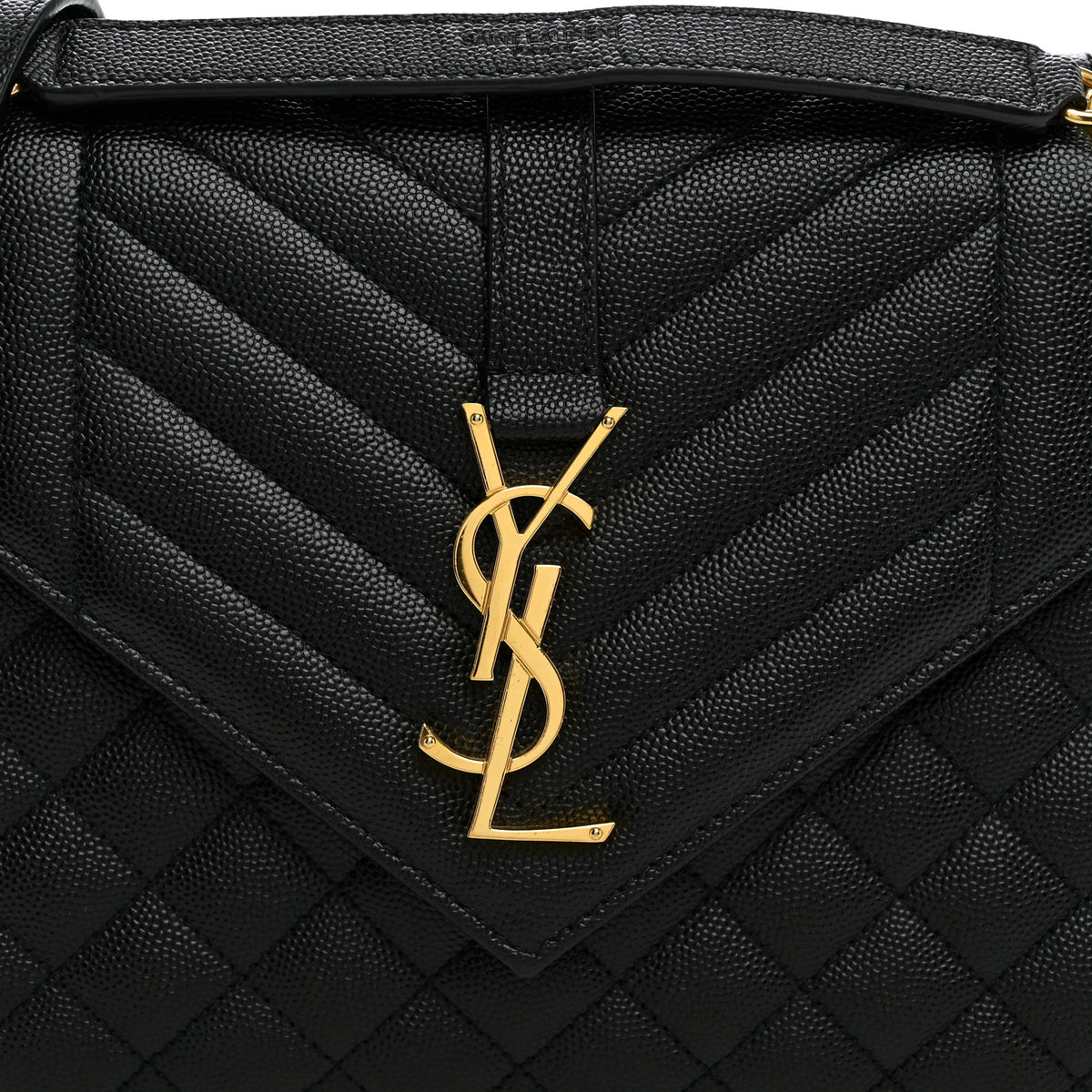 Saint Laurent Grain De Poudre Textured Mixed Matelasse Triquilt Medium Monogram Satchel Black 7 of 9