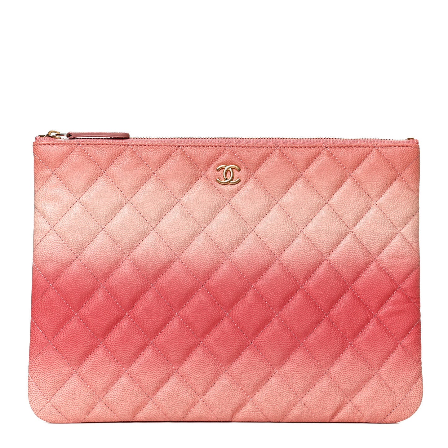 Caviar Quilted Ombre Medium Cosmetic Case Coral