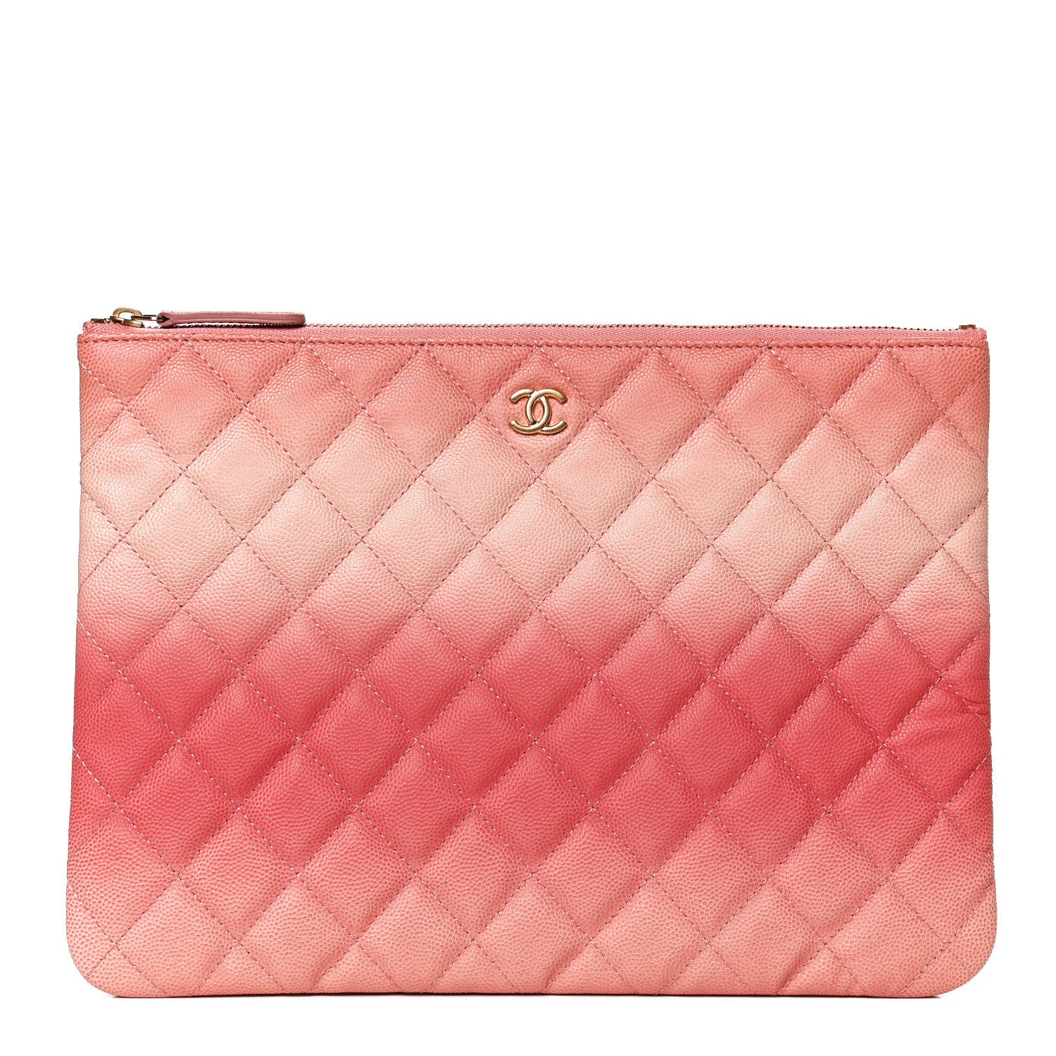 Chanel Caviar Quilted Ombre Medium Cosmetic Case Coral 1 of 12
