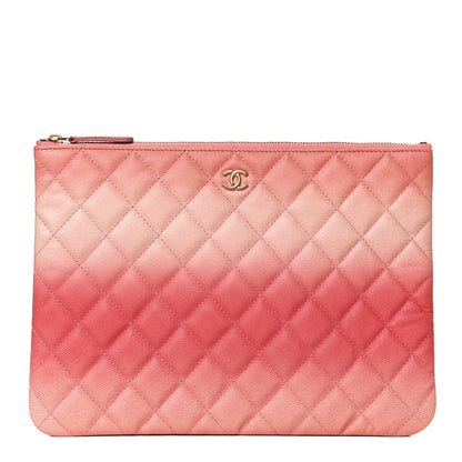 Chanel Caviar Quilted Ombre Medium Cosmetic Case Coral 1 of 12