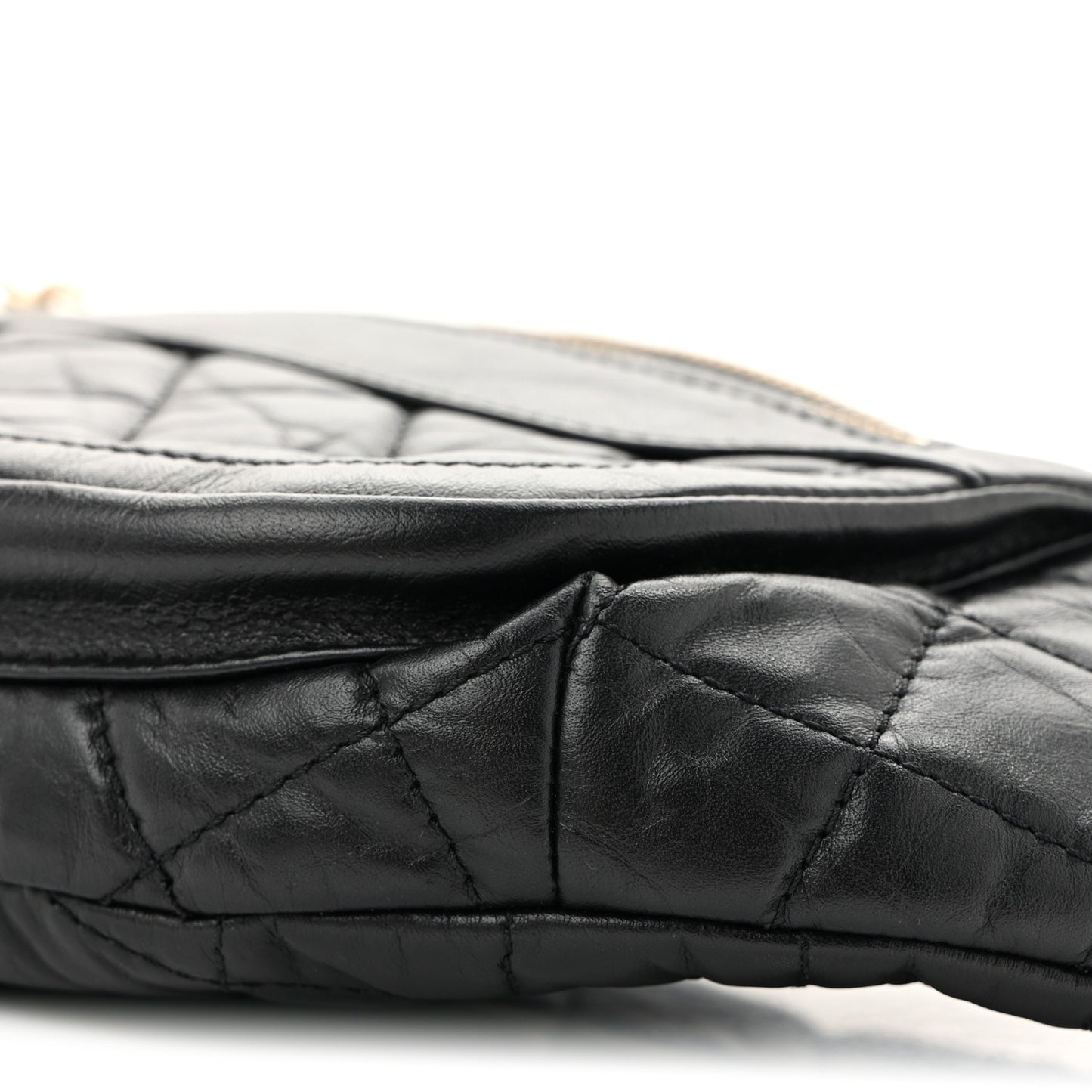Aged Calfskin Quilted Waist Bag With Coin Purse Red Black