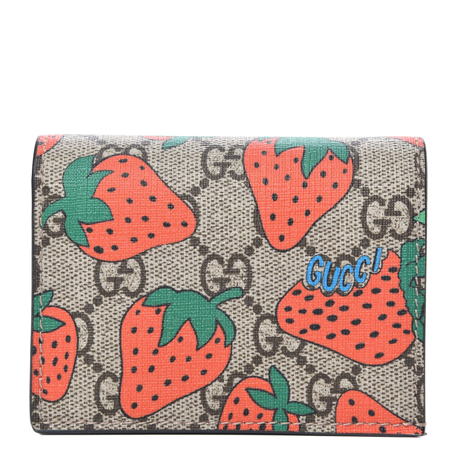 Gucci GG Supreme Monogram Strawberry Card Case 1 of 7