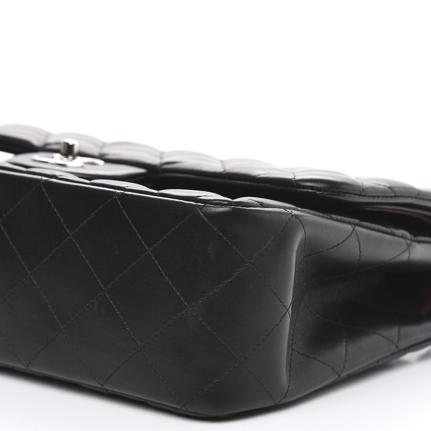 Lambskin Quilted Jumbo Double Flap Black