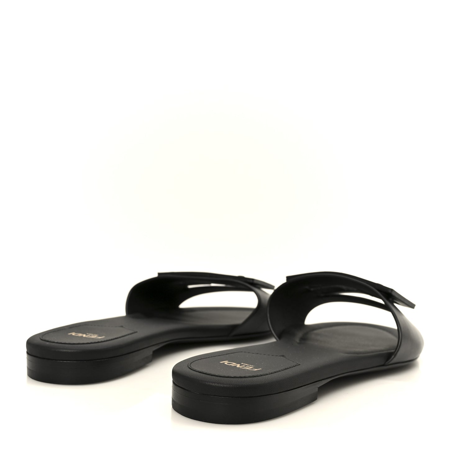 Vitello Cuoio Baguette Flat Slide Sandals 38 Black