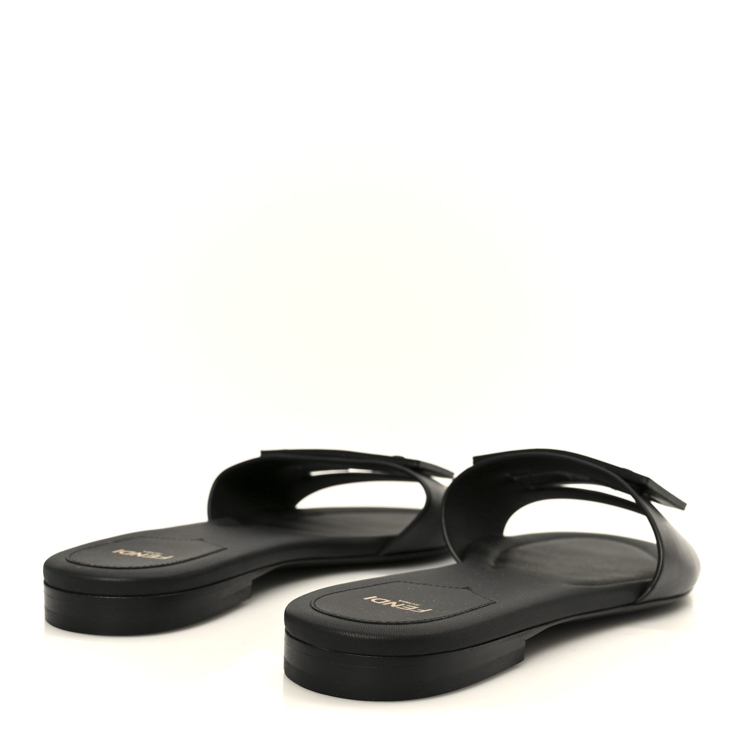 Fendi Vitello Cuoio Baguette Flat Slide Sandals 38 Black 5 of 8