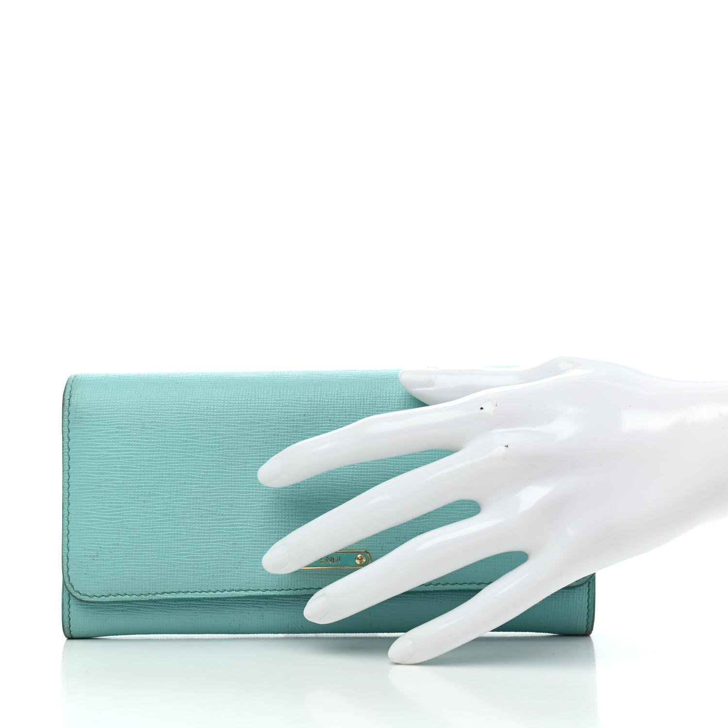 Fendi Vitello Elite Bi-Color Continental Wallet On Chain Tiffany Cassis 2 of 7