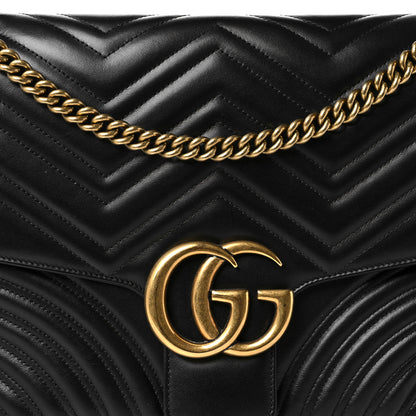 Gucci Calfskin Matelasse Large GG Marmont Shoulder Bag Black 8 of 12