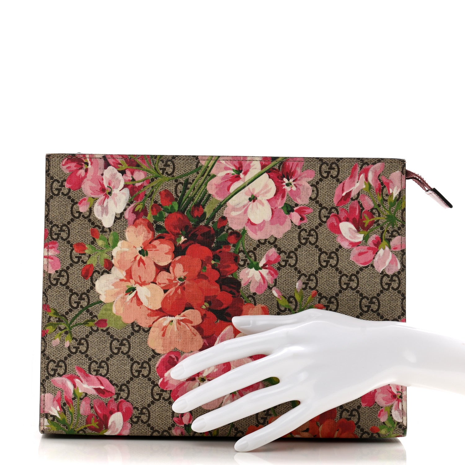 Gucci GG Supreme Monogram Blooms Large Cosmetic Case Beige Multicolor Dry Rose 2 of 10