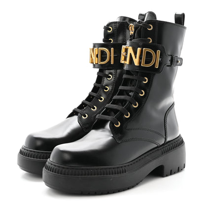 Fendi Vitello Abrasivato Fendigraphy 50mm Biker Boots 38.5 Black 4 of 9