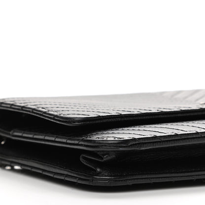 Chanel Caviar Chevron Quilted Wallet On Chain WOC Black 10 of 15
