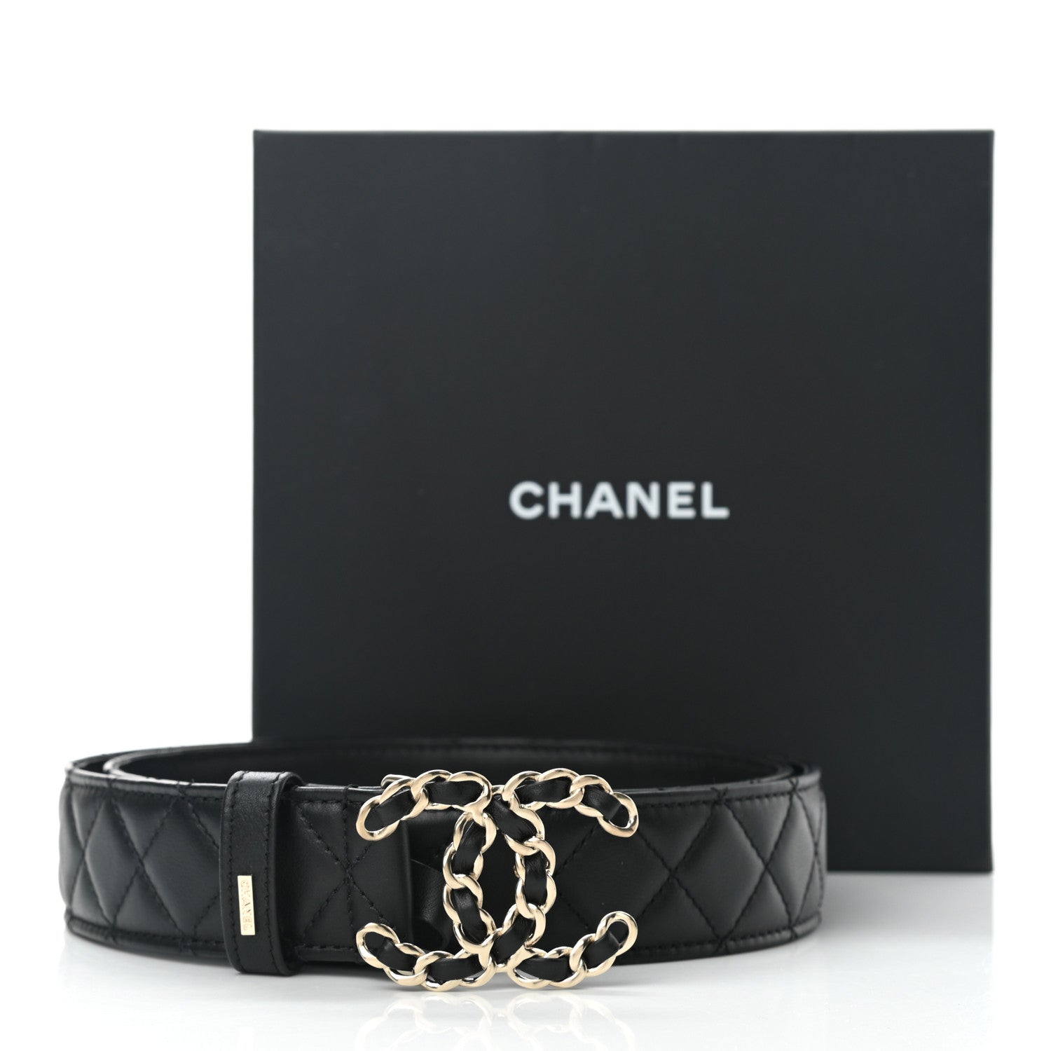Chanel Calfskin Quilted CC Chain Belt 90 36 Black 8 of 8