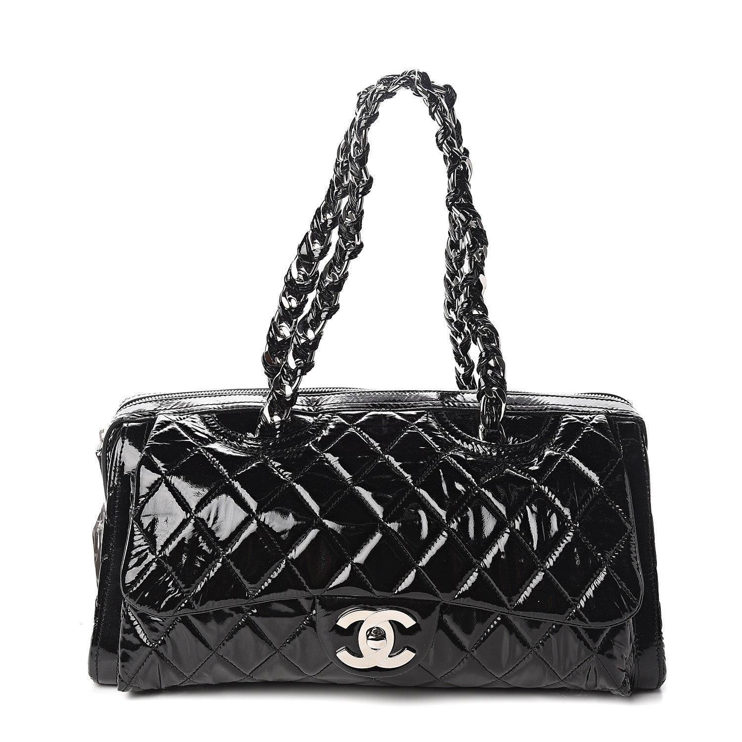 Chanel Patent Quilted Day Glo Flap Bag Black 1 of 10