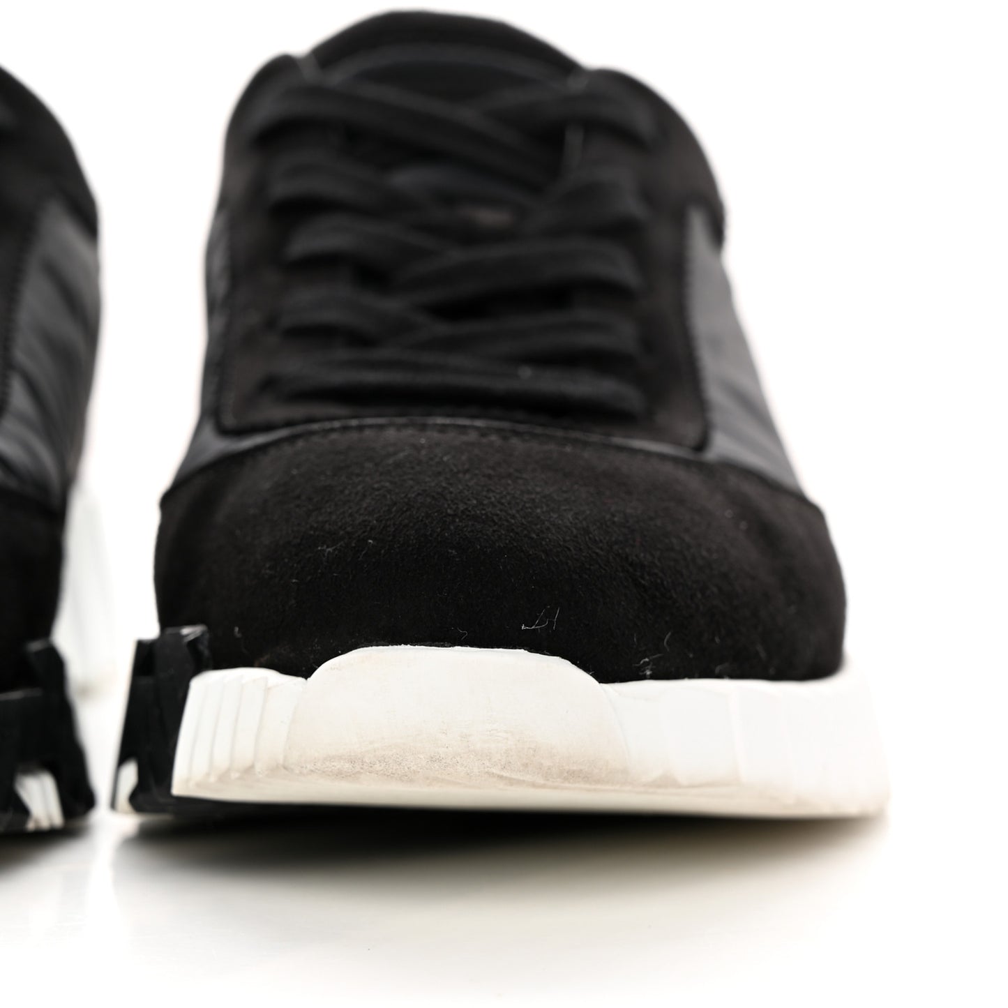 Parachute Fabric Suede Goatskin Bouncing Sneakers 37 Black