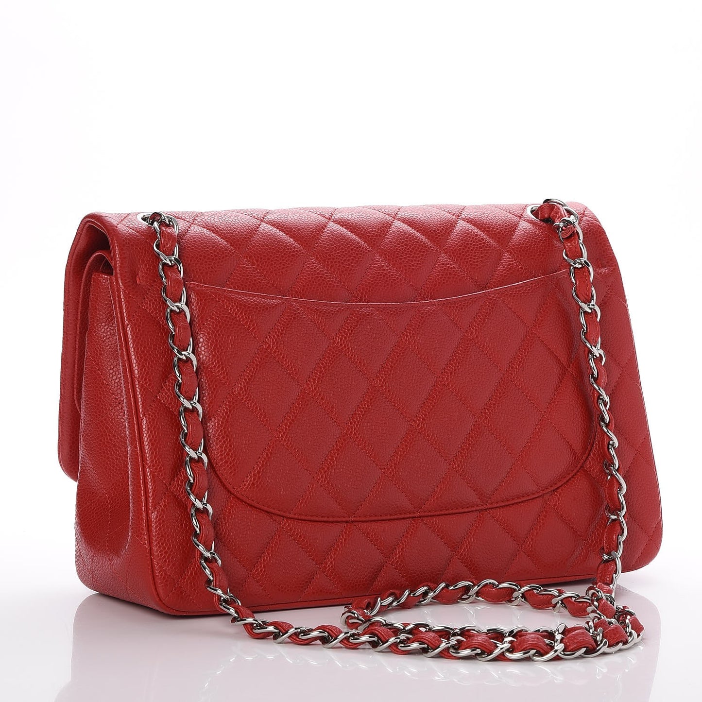 Caviar Quilted Jumbo Double Flap Red