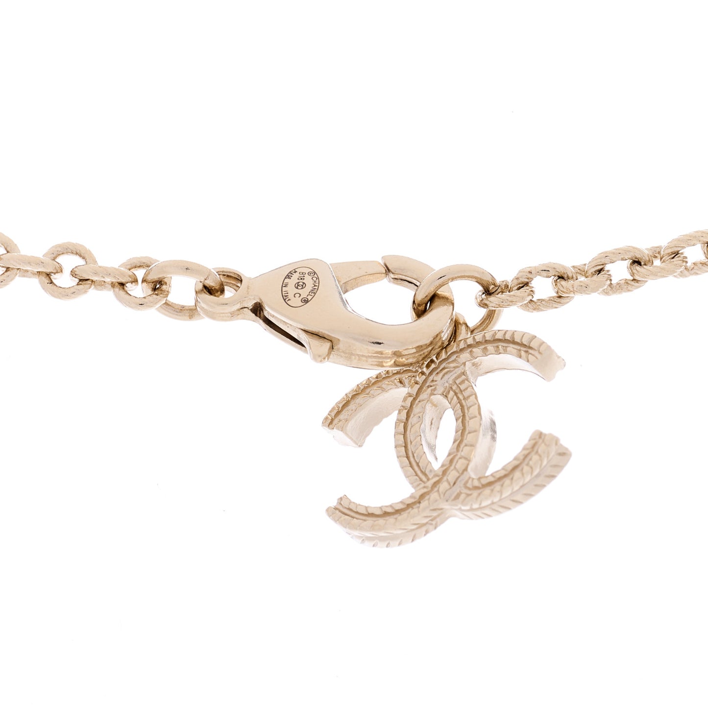 Enamel CC Necklace Gold Pink White