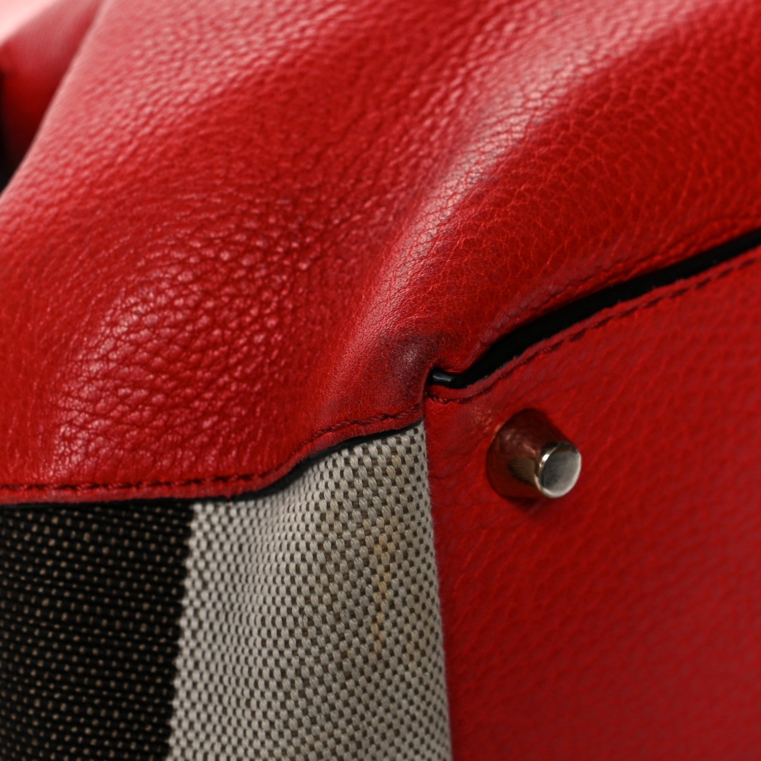Burberry Grainy Calfskin House Check Small Maidstone Red 11 of 18