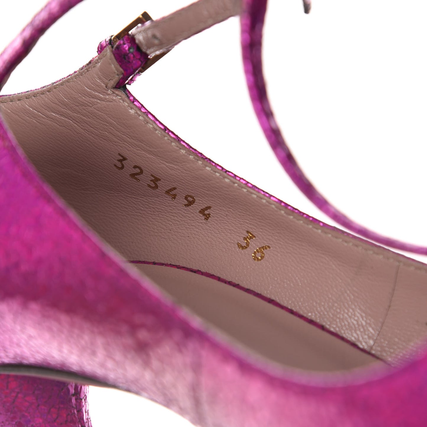 Cracked Leather Beverly T-Strap High Heel Pumps 36 Fuschia