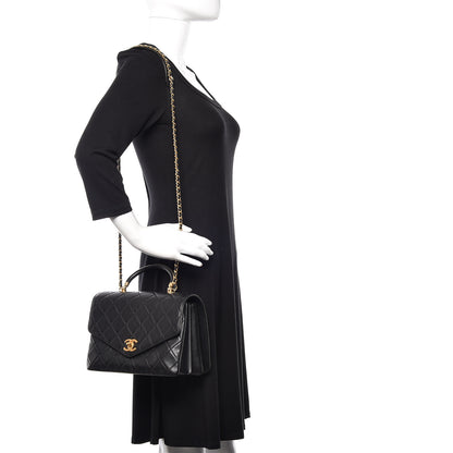 Chanel Calfskin Quilted Gold Top Handle Flap Black 2 of 10