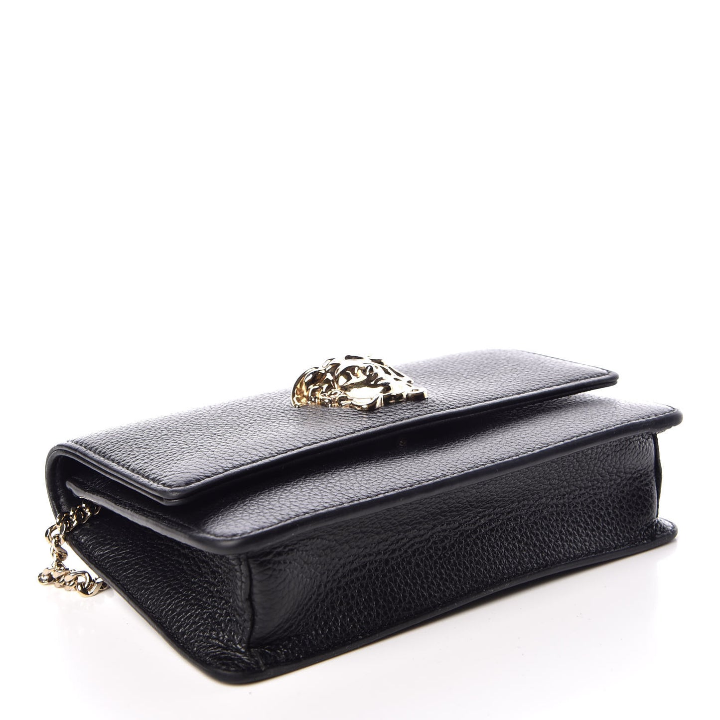 Grained Calfskin Palazzo Chain Evening Bag Black