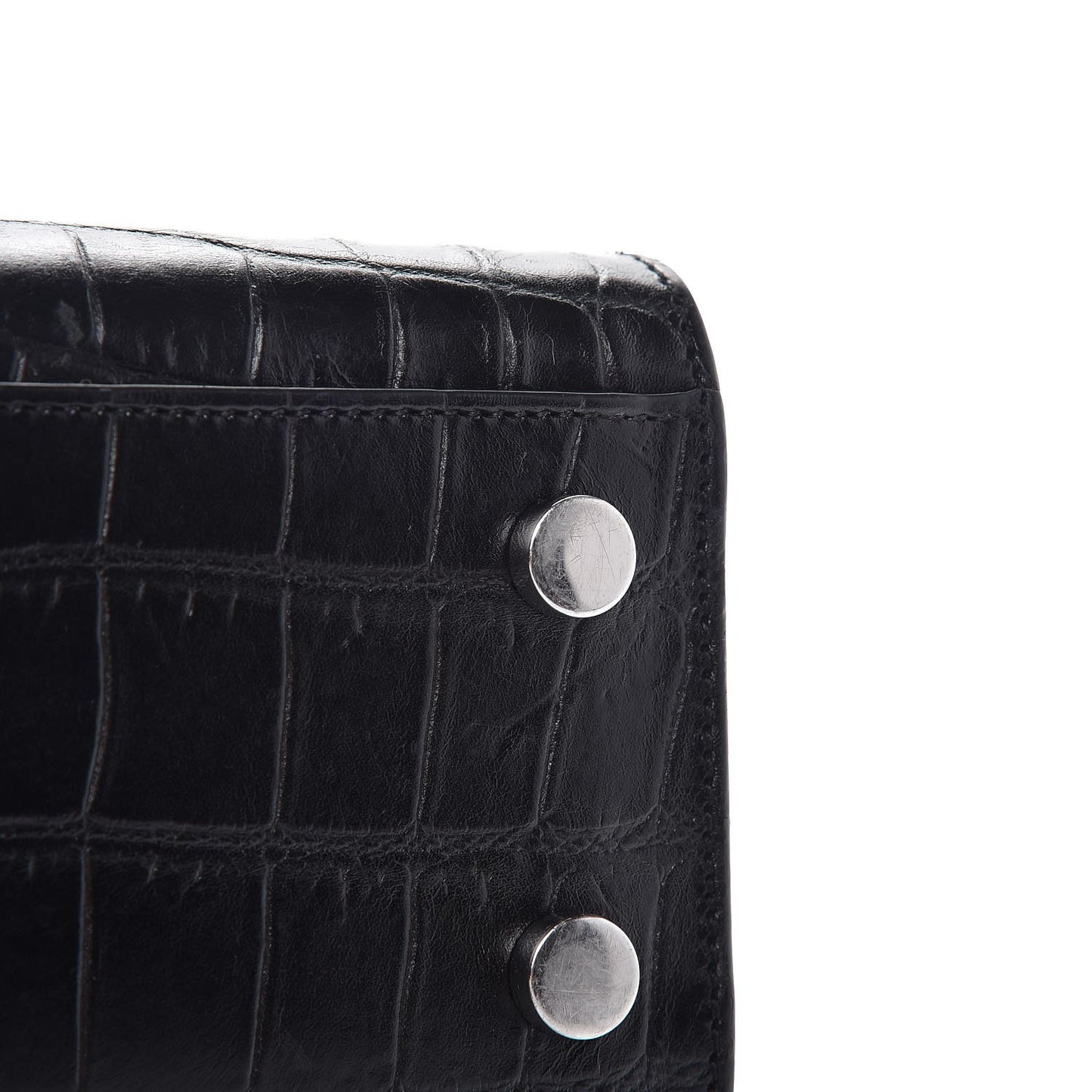 Croc Calfskin Embossed Nano Sac De Jour Black