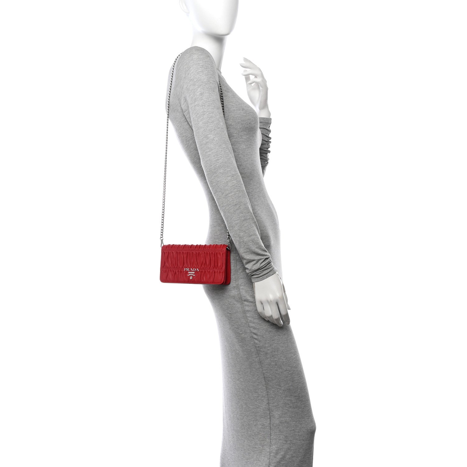 Prada Nappa Gaufre Wallet On Chain Fuoco 2 of 11