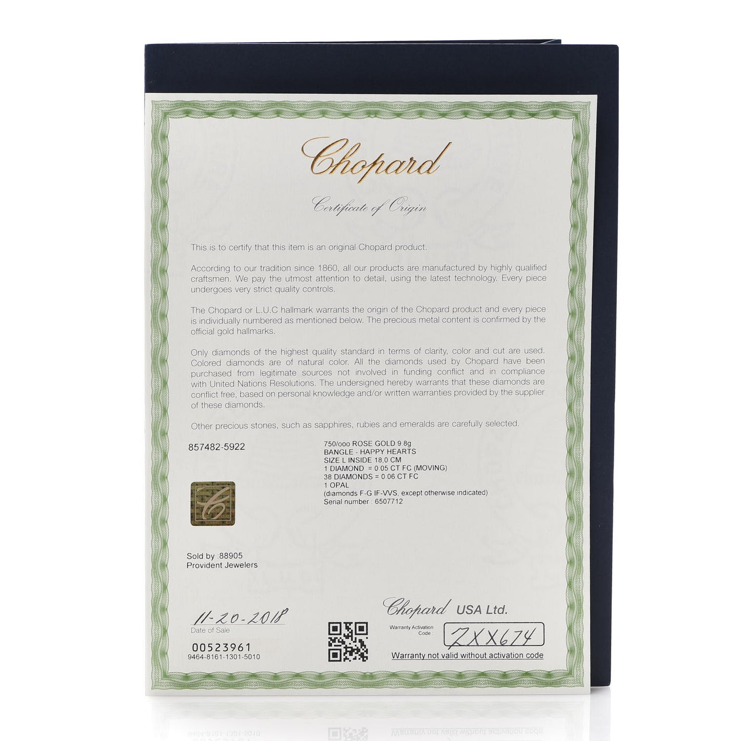 18K Rose Gold Diamond Opal Happy Hearts Bangle Bracelet