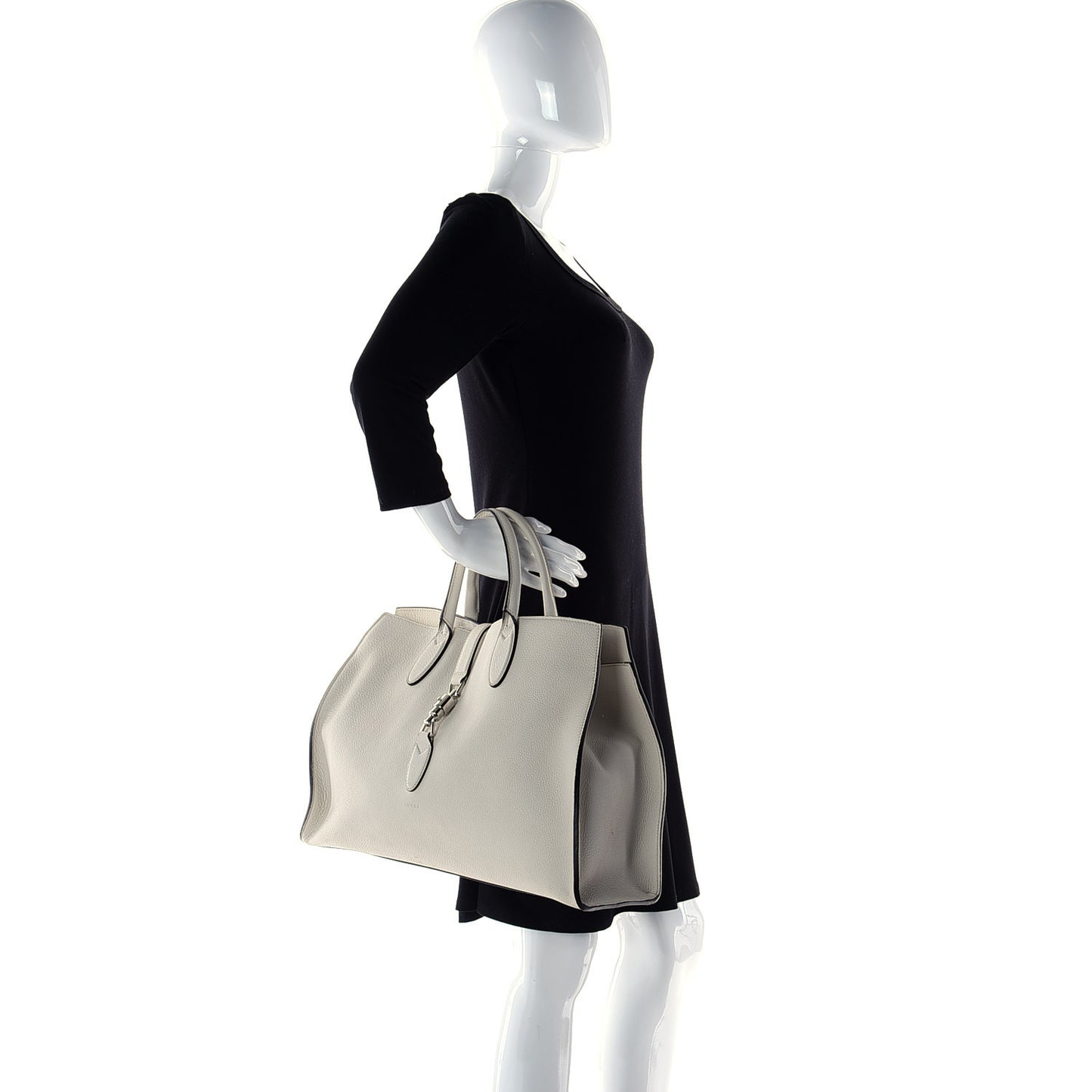 Soft Calfskin Medium Jackie Top Handle Bag Mystic White