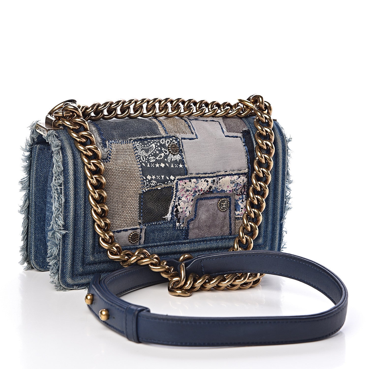Chanel Denim Patchwork Small Boy Flap Blue 3 of 10