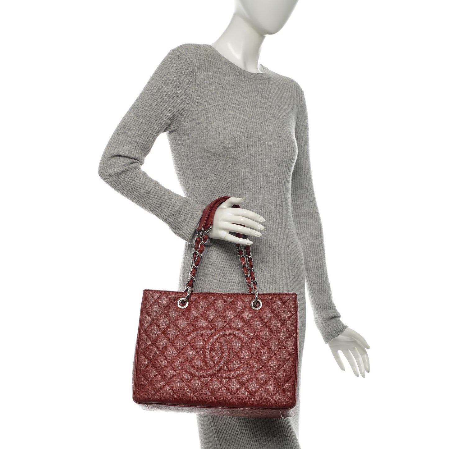 Caviar Quilted Grand Shopping Tote GST Red