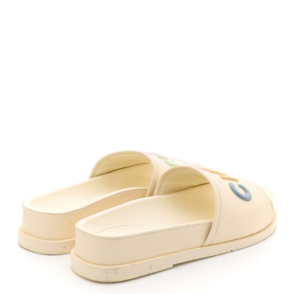 Chanel Lambskin Cha-Nel Mule Sandals 40 Ivory Multicolor 4 of 12