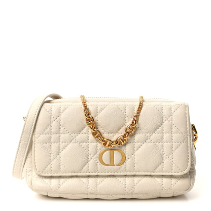 Christian Dior Supple Calfskin Cannage Caro Pouch with Chain Latte 1 of 10
