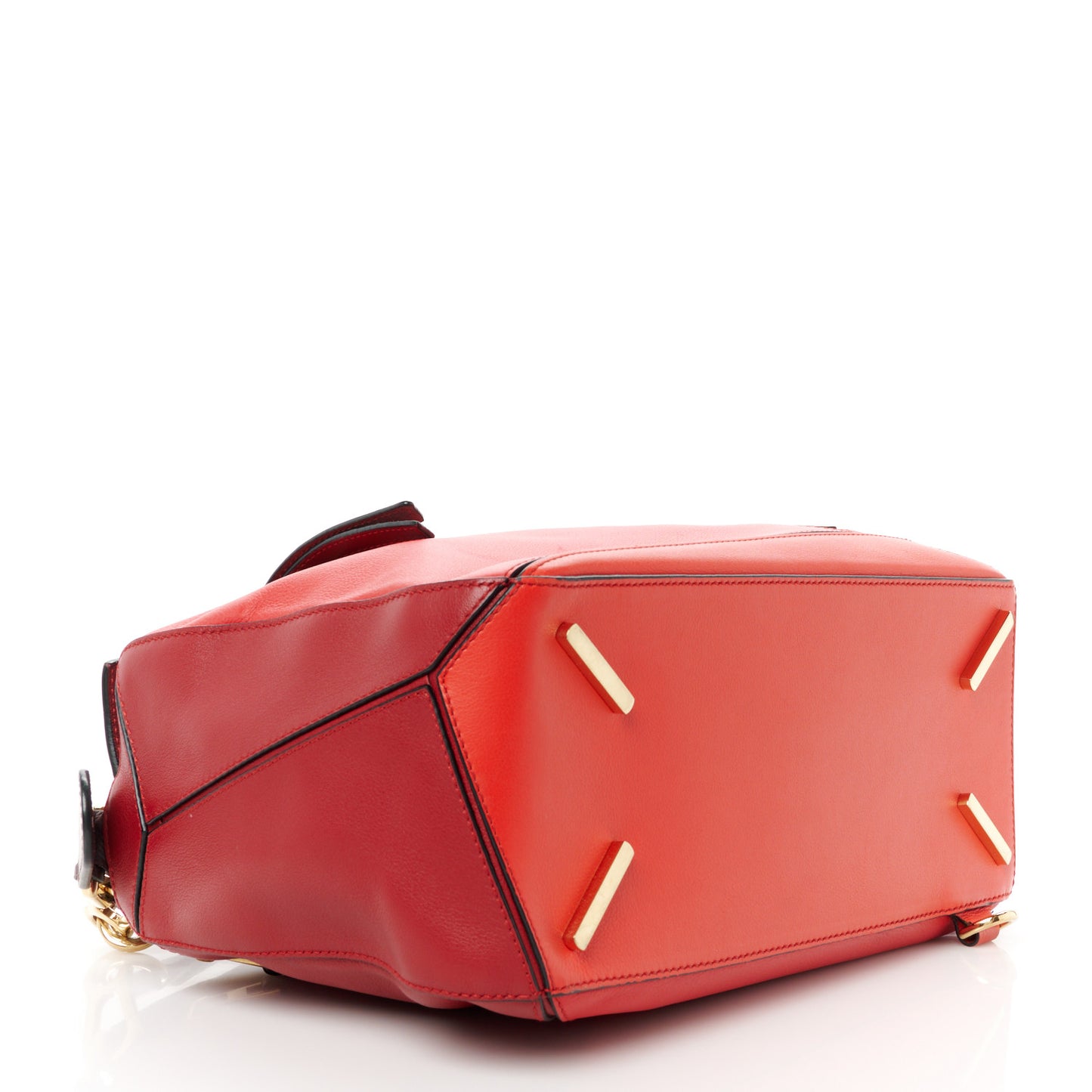 Calfskin Colorblock Medium Puzzle Bag Red