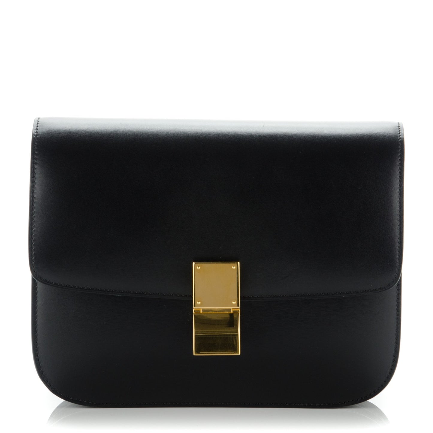 Box Calfskin Medium Classic Box Flap Bag Black