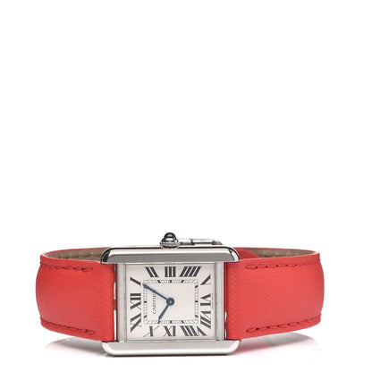 Cartier Stainless Steel Calfskin 24mm Tank Solo Quartz Watch Red 3 of 9