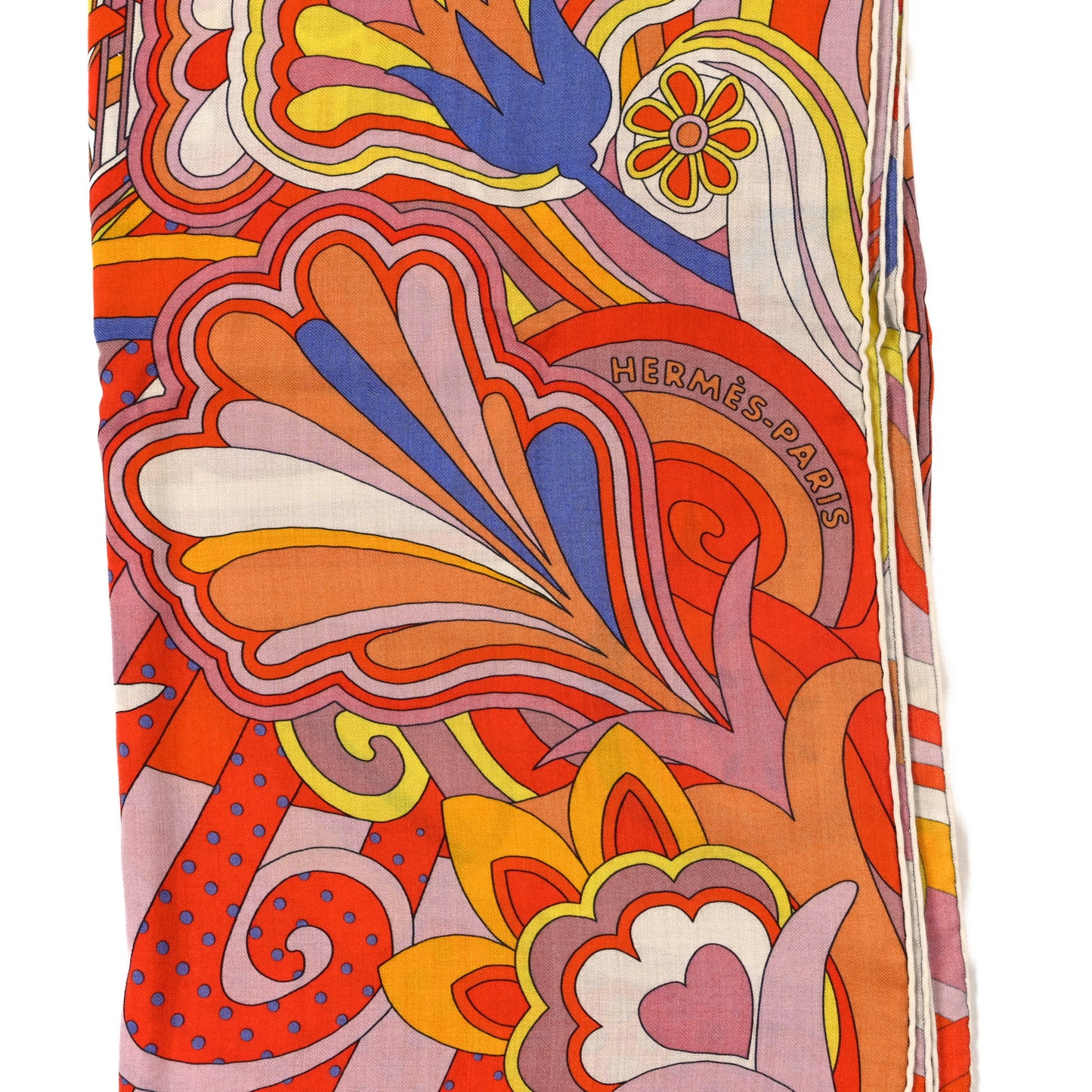 Cashmere Silk Faubourg Rainbow Shawl 140 Orange Rose Lavande