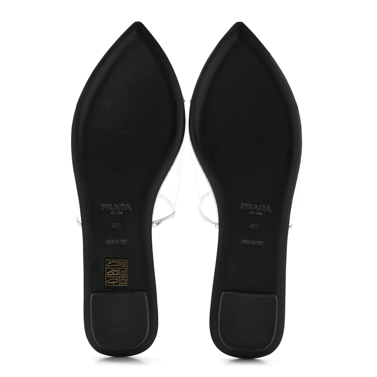 Plexiglass Metallic Calfskin Metal Triangle Logo Ciabatte Flat Slide Sandals 40 Argento