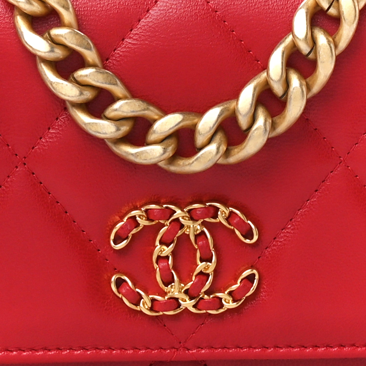 Chanel Goatskin Quilted Chanel 19 Wallet On Chain WOC Red 9 of 11