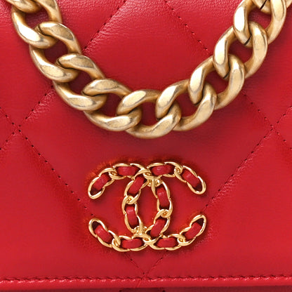 Chanel Goatskin Quilted Chanel 19 Wallet On Chain WOC Red 9 of 11