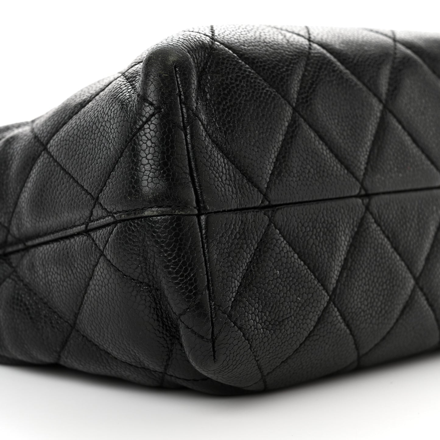 Caviar Quilted Shopping Tote Black