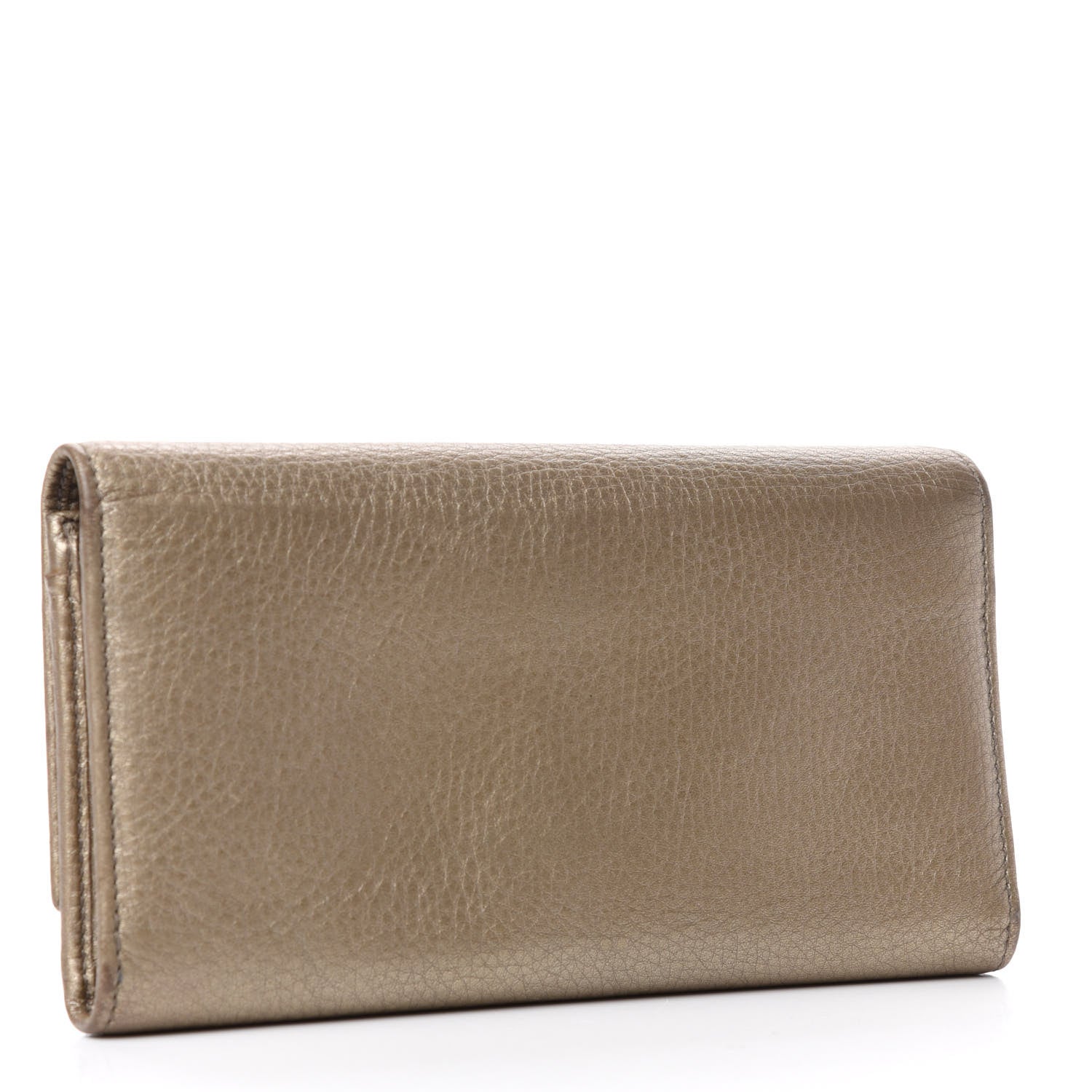 Gucci Metallic Pebbled Calfskin Large Soho Continental Wallet Golden Beige 3 of 6