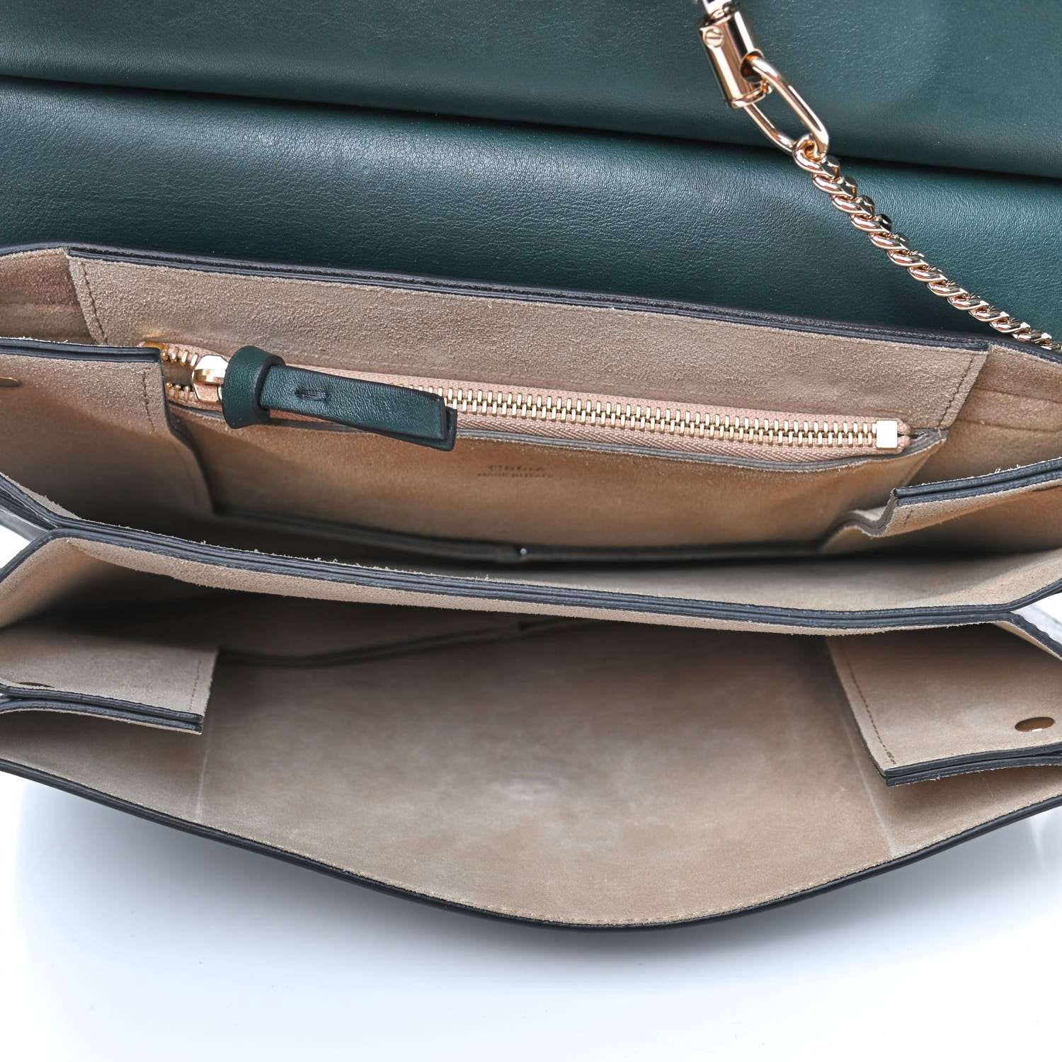 Chloe Suede Calfskin Medium Faye Shoulder Bag Intense Green 4 of 4