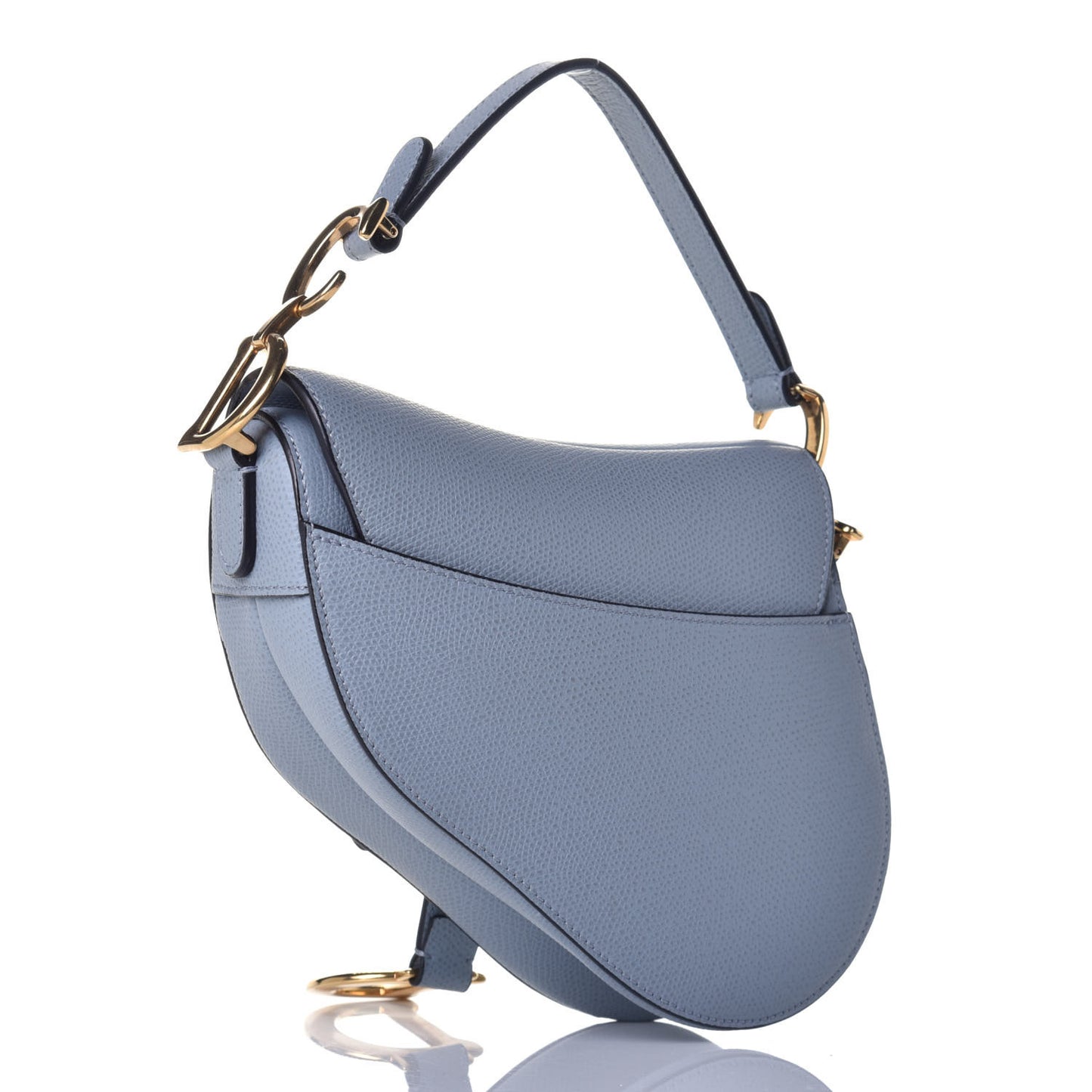 Grained Calfskin Mini Saddle Bag Sky Blue