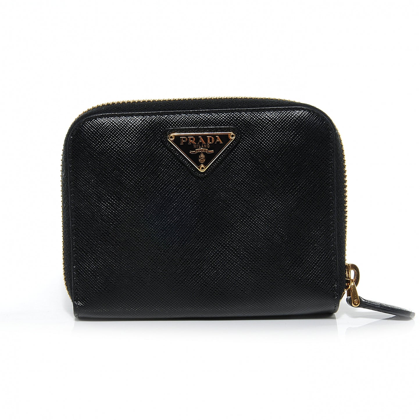 Saffiano Compact Zip Around Wallet Black