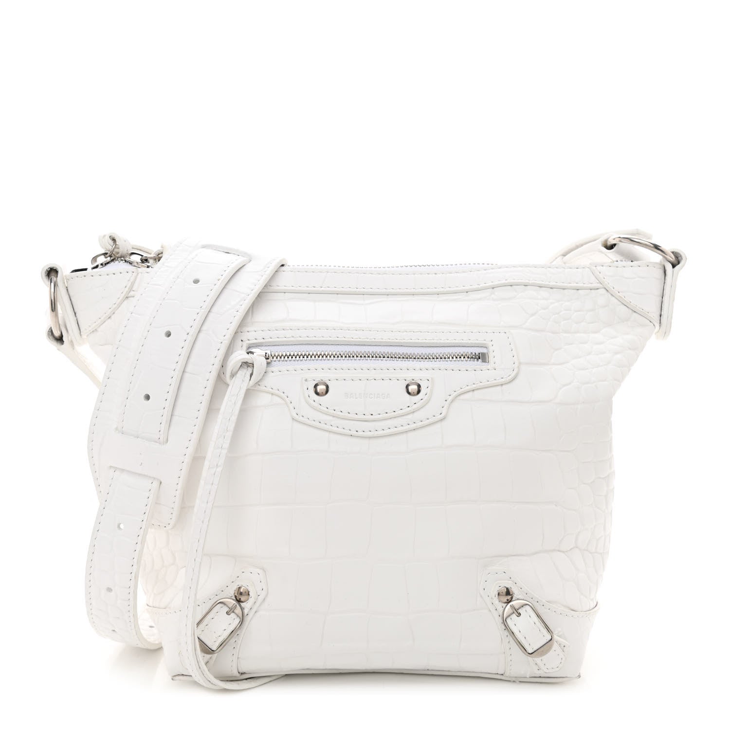 Balenciaga Extra Supple Calfskin Crocodile Embossed Neo Classic Hardware Hobo XS White 1 of 9
